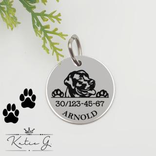 Kutyabiléta saját kutyusod nevével - labrador retriever (2 cm-es medál) ()