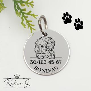 Kutyabiléta saját kutyusod nevével - maltipoo (3 cm-es medál) ()