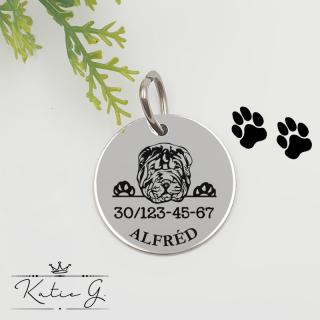 Kutyabiléta saját kutyusod nevével - shar pei (2 cm-es medál) ()