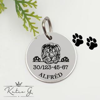 Kutyabiléta saját kutyusod nevével - Shar Pei (3 cm-es medál) ()