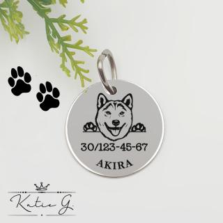 Kutyabiléta saját kutyusod nevével - shiba inu (2 cm-es medál) ()