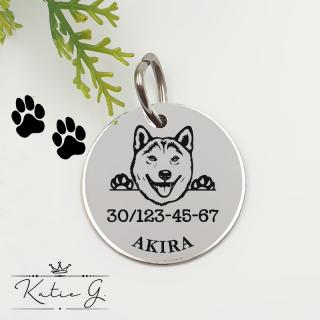 Kutyabiléta saját kutyusod nevével - shiba inu (3 cm-es medál) ()