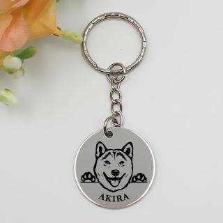 Kutyás kulcstartó saját kutyusod nevével - shiba inu (3 cm)