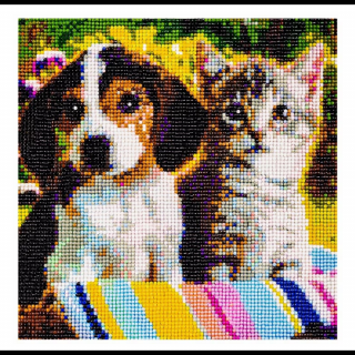 5D Gyémánt hímzés - 25x35 cm - Kutyus-Cica