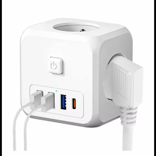 7 az 1-ben kábel nélküli hálózati aljzat, 3 utas többfunkciós aljzat 3 USB-A és 1 C típusú aljzatadapterrel - 5V/3,4A