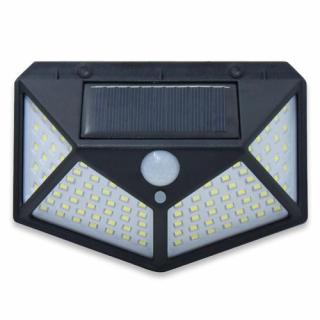 Napelemes, 100 LED-es kültéri fali lámpa, mozgásérzékelővel - MS-740