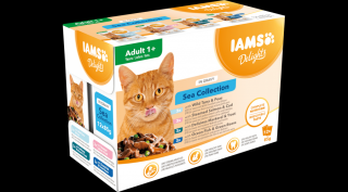 IAMS Delights nedves táp felnőtt macskáknak különféle halízekben - tengeri kollekció szaftban 12*85g