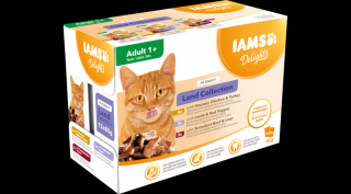 IAMS Delights nedves táp felnőtt macskáknak különféle húsízekben - szárazföldi kollekció szafttal 12*85g