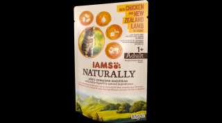 IAMS Naturally nedves táp felnőtt macskáknak csirkével és új-zélandi báránnyal szaftban 85g