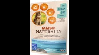 IAMS Naturally nedves táp felnőtt macskáknak óceáni tőkehallal szaftban 85g