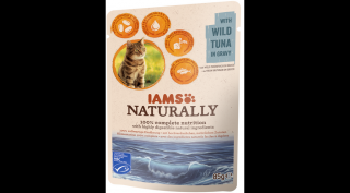 IAMS Naturally nedves táp felnőtt macskáknak vadon élő tonhallal szaftban 85g