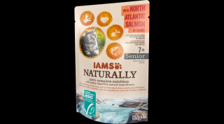 IAMS Naturally nedves táp idős macskáknak észak-atlanti lazaccal szaftban 85g