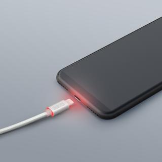 Adatkábel - iPhone  lightning  LED fénnyel ezüst 1 m - 55442I-WH