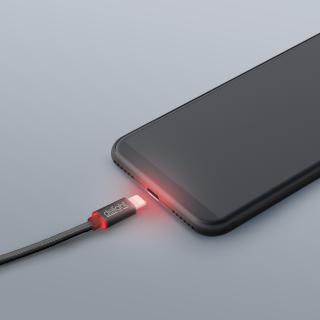 Adatkábel - iPhone  lightning  LED fénnyel fekete 1 m - 55442I-BK