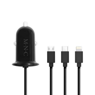 Autós szivargyújtós adapter 4 az 1-ben + USB, fekete - 54920BK