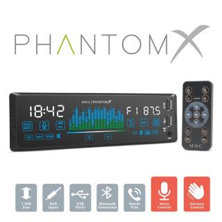 Fejegység  PhantomX  - 1 DIN - 4x50 W - gesztusverzélés - BT-MP3-AUX-USB