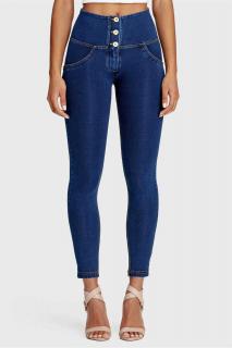 WR.UP® 7/8 Sötétkék magas derekú farmer sárga varrással Méret: XL