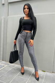 WR.UP® Szürke magas derekú jacquard nadrág Méret: S