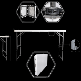 Összecsukható asztal - 122x60 cm