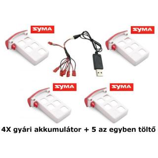 SYMA X5UW/X5UW-D-30-5:1 töltő + 4db gyári akku 3,7V 500mAh