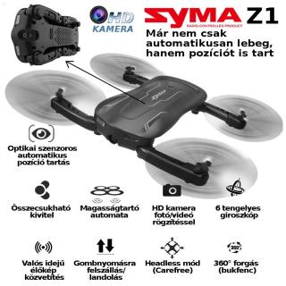 SYMA Z1 összecsukható drón, élőképes HD kamera, optikai szenzoros pozíció tartás, mobilos irányítás