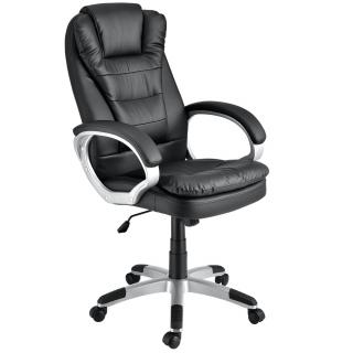 Ergonomikus kialakítású irodai szék "Orlando" (fekete) műbőr, háttámlával, karfával