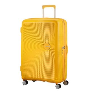 American Tourister Soundbox Spinner 77cm Nagy Bőrönd Golden Yellow
