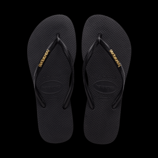 Havaianas Slim Logo Metallic Black/Gold Papucs