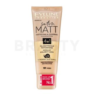 Eveline Satin Matt Mattifying & Covering Foundation 4in1 folyékony make-up matt hatású 101 Ivory 30 ml