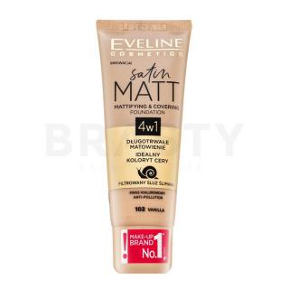 Eveline Satin Matt Mattifying & Covering Foundation 4in1 folyékony make-up matt hatású 102 Vanilla 30 ml