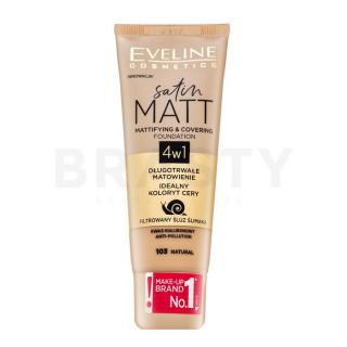 Eveline Satin Matt Mattifying & Covering Foundation 4in1 folyékony make-up matt hatású 103 Natural 30 ml