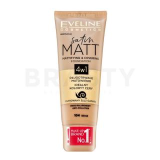 Eveline Satin Matt Mattifying & Covering Foundation 4in1 folyékony make-up matt hatású 104 Beige 30 ml