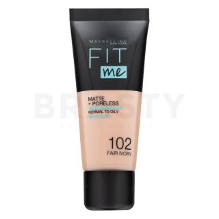 Maybelline Fit Me! Foundation Matte + Poreless 102 Fair Ivory folyékony make-up matt hatású 30 ml