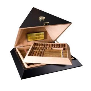 Adorini Humidor Pyramid Deluxe matt fekete színű cédrusfa szivar tároló - 100 szál szivarnak