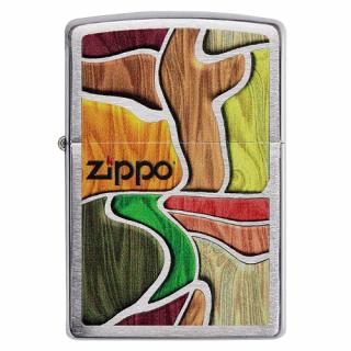 Benzines Zippo öngyújtó  -  Színes fa mintás, Zippo logoval