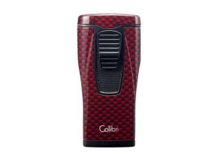 Colibri Monaco Carbon Fiber Red, hármas piramis formájú lánggal égő szúrólángos szivar öngyújtó - vörös