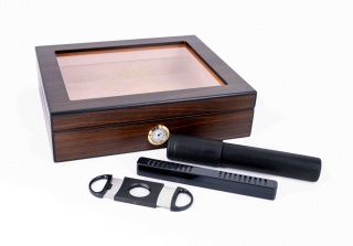 Humidorshop, Humidor szivaros ajándék szett - Padonio humidorral, szivar tokkal és szivarvágóval - Xmass - Szett 4