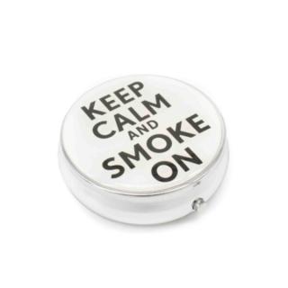 Kör alakú zsebhamutál - Keep Calm and Smoke On felirattal - fehér