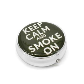 Kör alakú zsebhamutál - Keep Calm and Smoke On felirattal - fekete