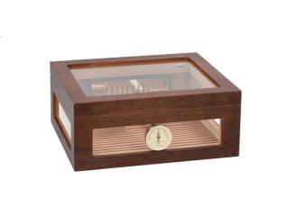 Körbe üveges Adorini Treviso Walnut M Deluxe humidor diófa borítással 75 szál Corona szivar számára, külső páratartalom mérővel