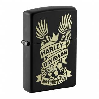 Matt fekete benzines Zippo öngyújtó  - Harley Davidson felirattal