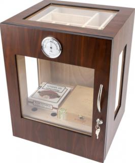 Passatore humidor, diófa színű szivar szekrény - körbe üveges, kb 150-180 szál szivarnak