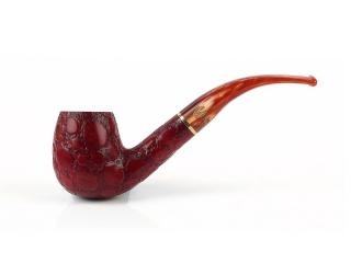 Savinelli Alligator Red 602 billiard hanga gyökér pipa 9mm filterrel - Piros, narancssárga csurgatott szopókával és hajlított szárral