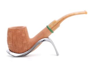 Savinelli Bamboo Rusticated 607 Billiard Bent hanga gyökér pipa 9mm filterrel - Világosbarna csutorával és hajlított szárral