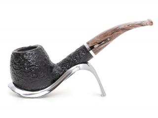 Savinelli Morellina Rusticated 636 hanga gyökér pipa 9mm filterrel, cappuccino színű csutorával és hajlított szárral