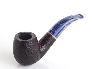 Savinelli Oceano Rustic 616 billiard hanga gyökér pipa 9mm filterrel, kék, fehér, csurgatott szopókával és hajlított szárral