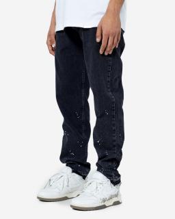 Férfi straight fit farmer Splatter - washed black 29