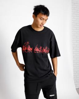 Oversized Póló Burning - black L