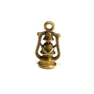 Bronz színű viharlámpa kerek talppal, mérete: 1x2 cm