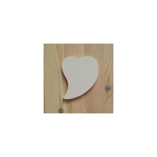Fehér fa francia szív, mérete: 3x4cm, vastagság: 7mm